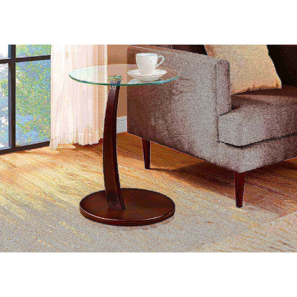 Monarch Specialties Accent Table - Espresso Bentwood With Tempered Glass I 3001 - main